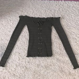 off the shoulder long sleeve shirt